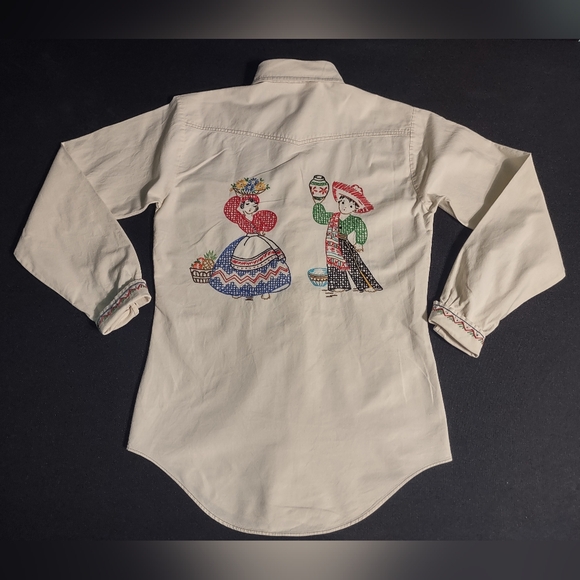 Bud Berma Vintage Men's Embroidered Button Down Shirt Sz 16 "Flaws" - Picture 5 of 12